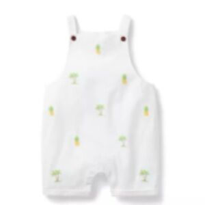 Janie and Jack White Overalls with Tree and Pineapple Print